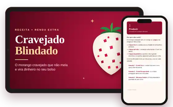 O material Cravejado Blindado aberto no tablet e no celular